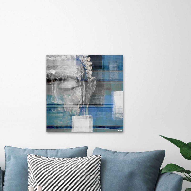 « blue buddha »-reproduction d’art sur toile tendue, H 24 po x l 24 po x P 1,5 po