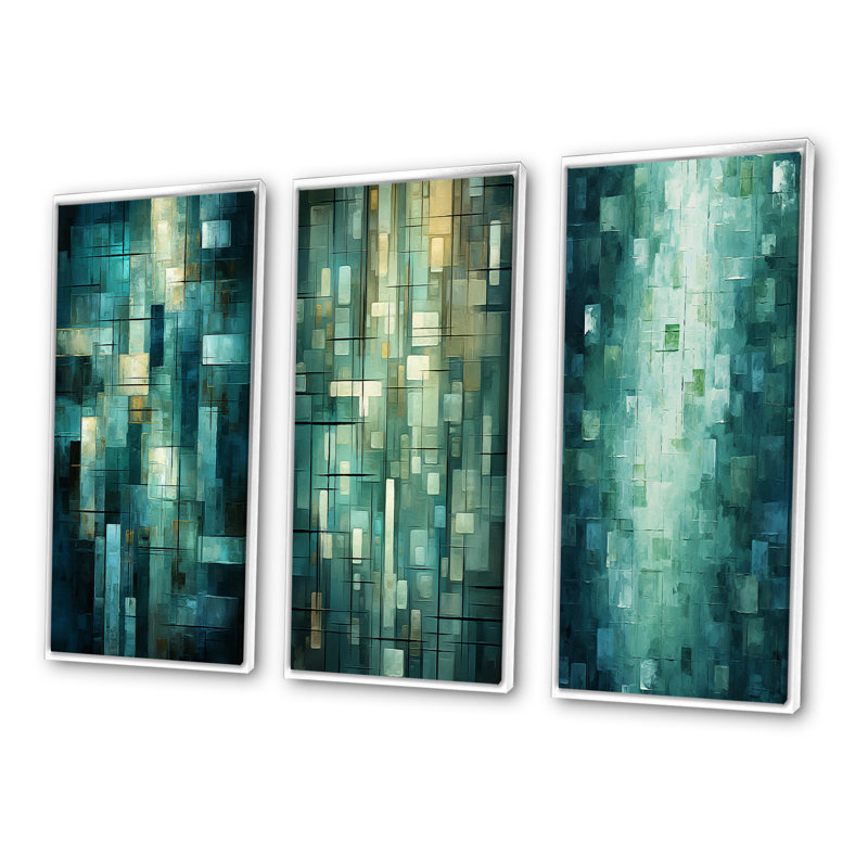 «Evanescence Of Dreams», ensemble de 3 peintures abstraites, Cadre flottant blanc, H 40 po x l 60 po