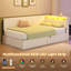 Daybed with Charging Station & Hydraulic Storage, Corner Bed with LED Headboard-1087049668-1087049669