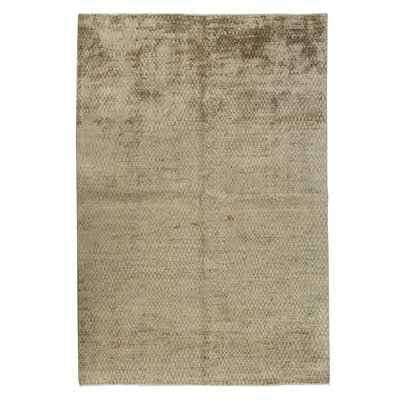 Hand Knotted Wool Area Rug in Gold