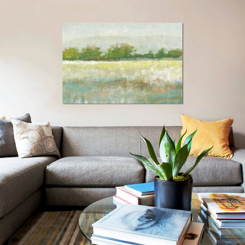 «Spring Treeline II», reproduction sur toile tendue, H 26 po x l 40 po x P 1,5 po, Pas de tapis, Toile tendue