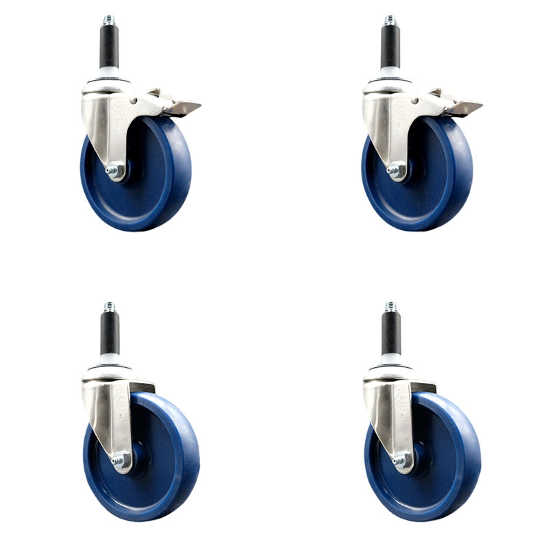 Ensemble de roulettes extensibles en poly massif avec 2 freins verrouillables, H 5 po x l 5 po