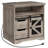 Brisson 23.6"W Farmhouse End Table with Charging Station, Sofa Side Table with 2 Drawers and Barn Door, Rustic Wooden Nightstand Bedside Table-922986182