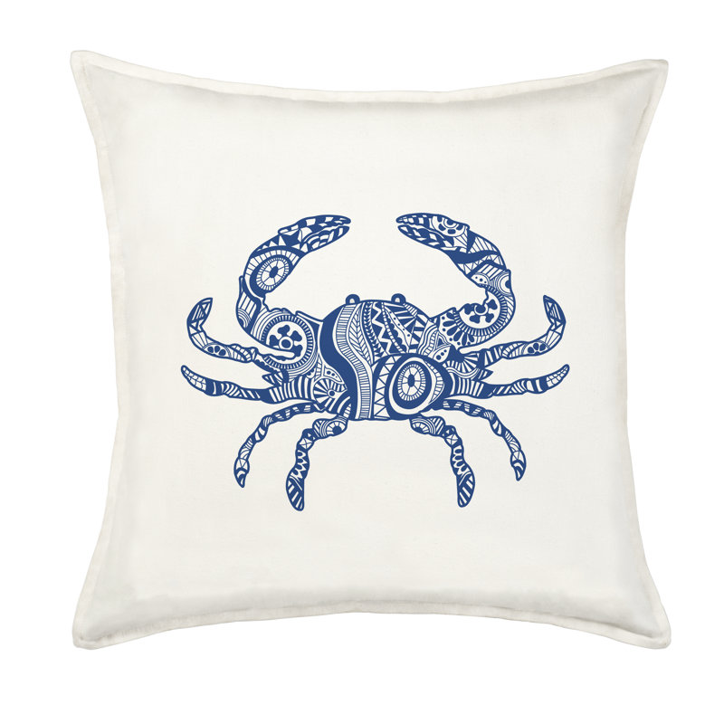  Crab Cotton Canvas Throw Pillow, Blue