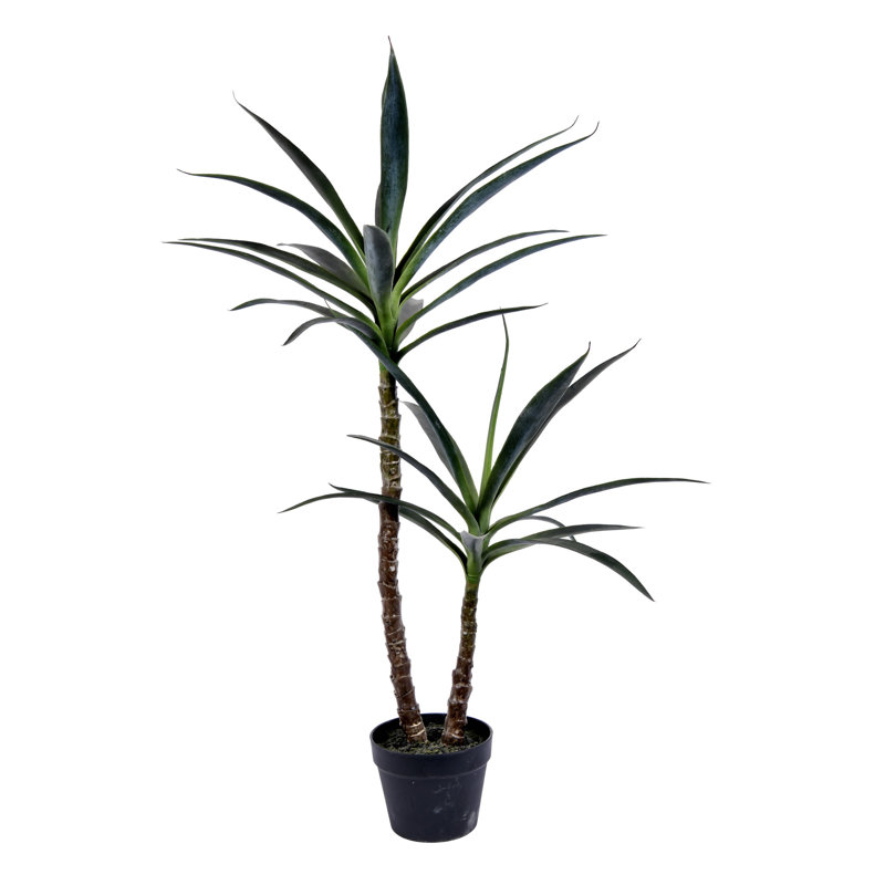 Artificial Green Yucca Tree in Black Planter Pot, 44" H x 12" W x 18" D