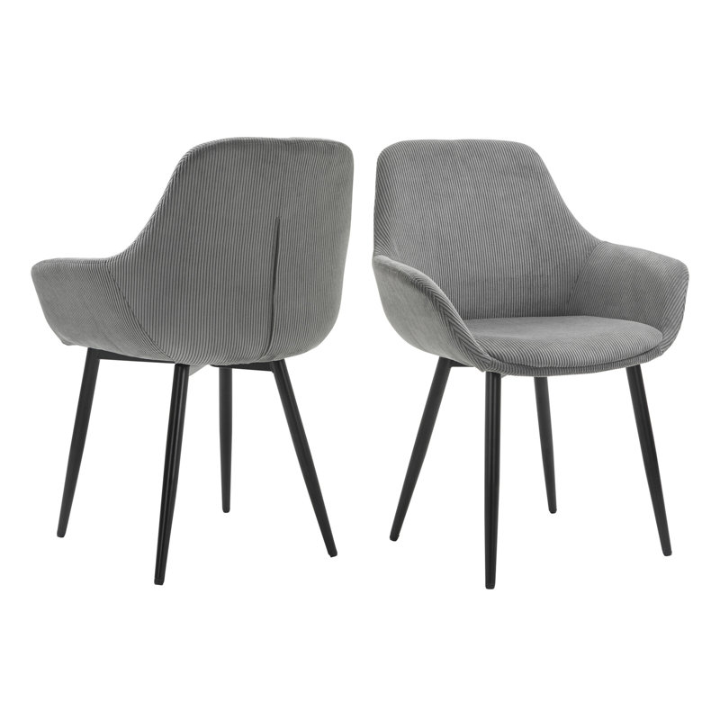 4 - Person Dining Set, 75cm H x 180cm W x 90cm D, Natural/Gray/Black, Black, grey and natural