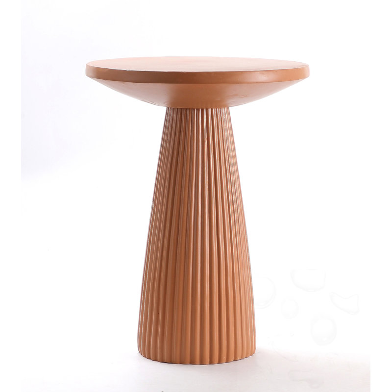 Fluted Pedestal Side Table, Brown