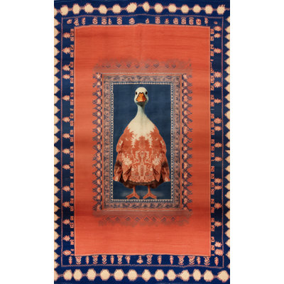 Tapis décoratif bleu canard