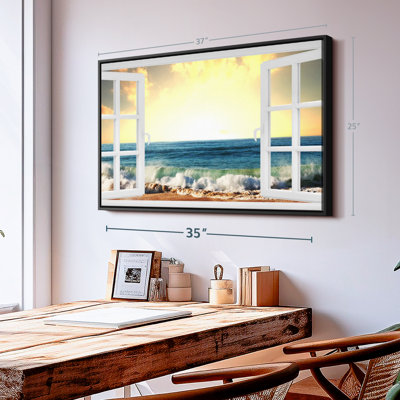 Plage «Window To Wavy Beach Wall Art»