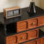 Meuble d'appoint moderne en bois massif et composite brun noyer et noir