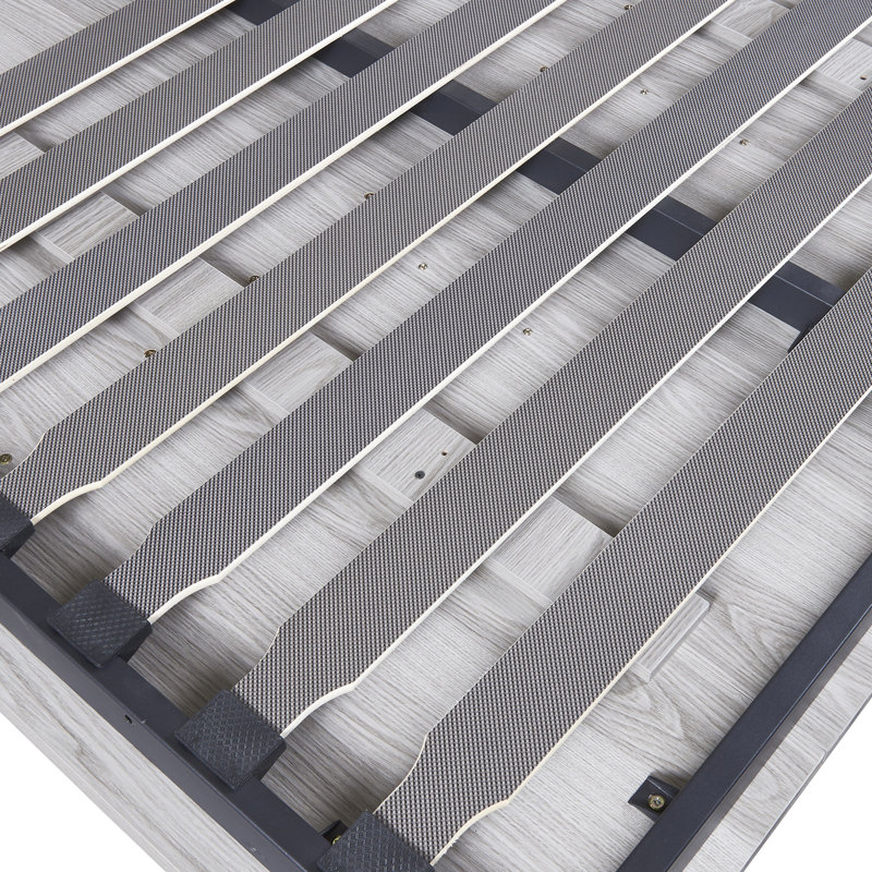 Lit double Space en gris - Matelas sécuritaire et armoire pliable, construction stable