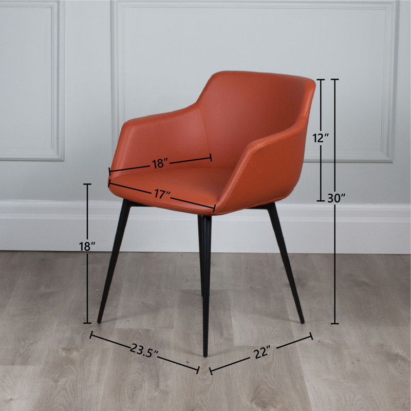 Chaise avec accoudoirs rembourrée Kashum, Cuir terre cuite