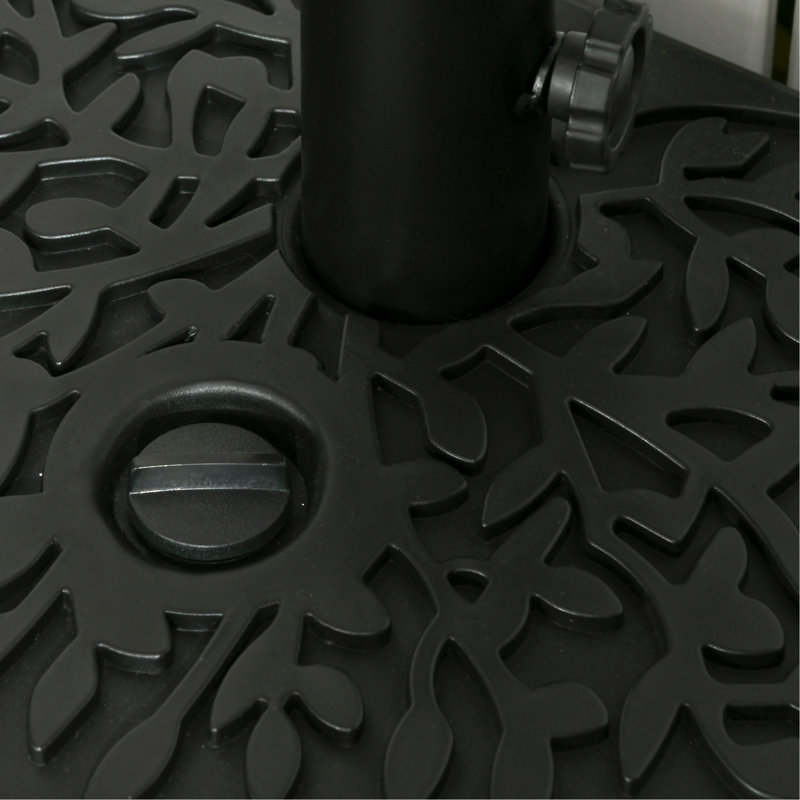 Base de parasol demi-rond – Support remplissable d'eau ou de sable pour mâts de 1,5 po ou 2 po (capacité de 40 lb d'eau / 46 lb de sable, noir)
