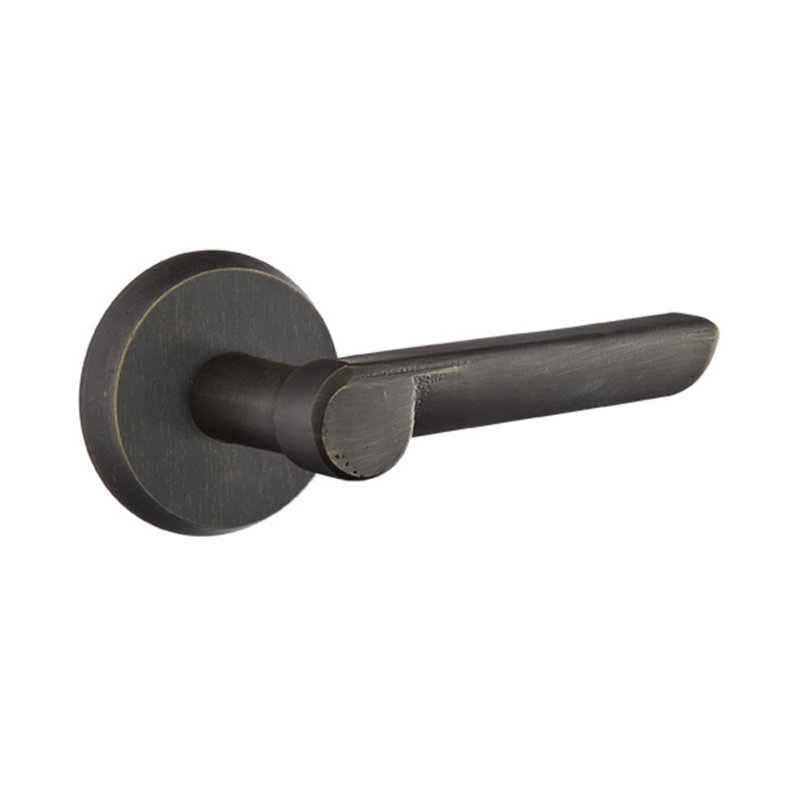 Aurora Round Privacy (Bed & Bath) Door Lever with Round Rosette, Left, Medium Bronze