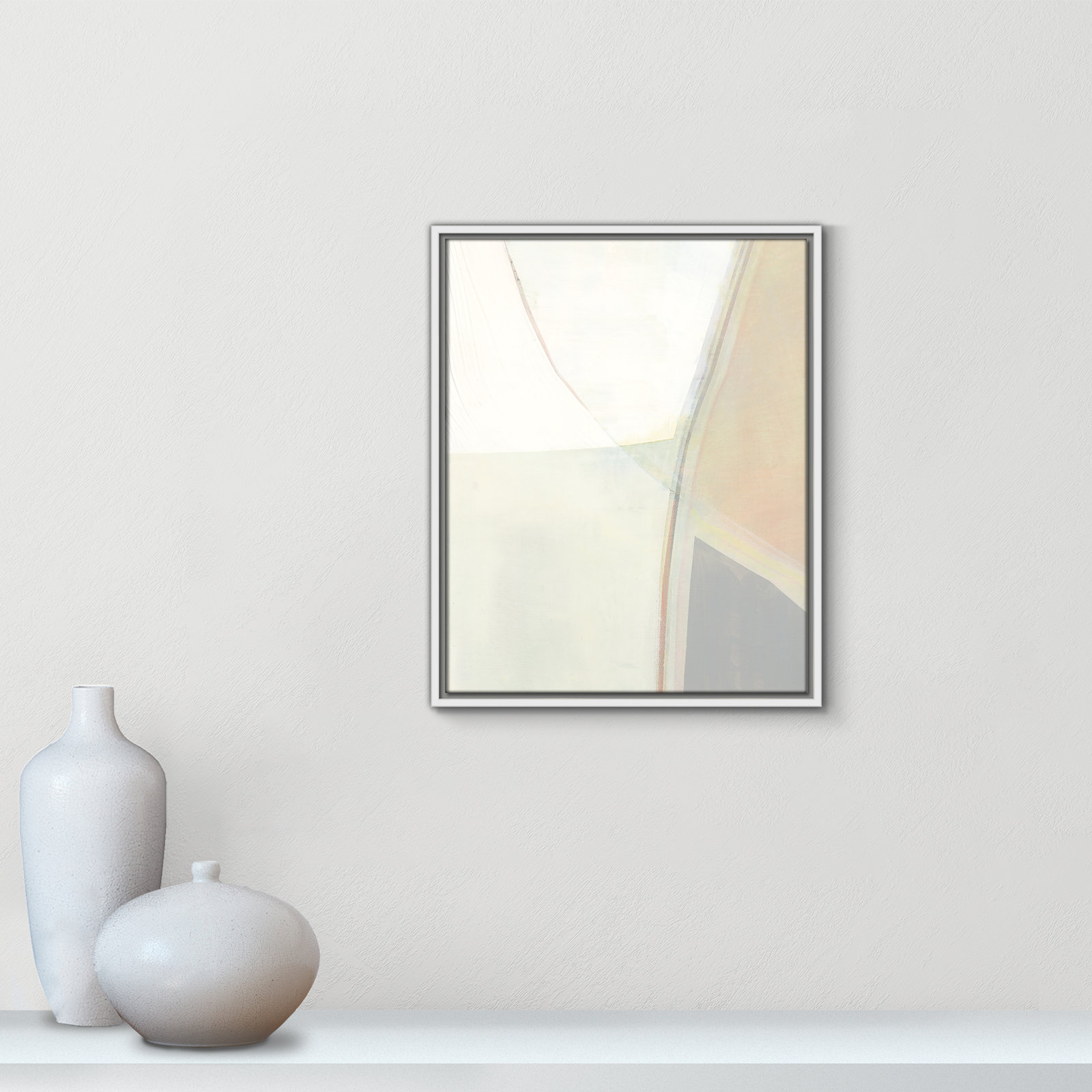Alexandria "In Neutral II" Painting by Cartissi, White Framed Canvas, 21.5" H x 17.5" W x 2" D