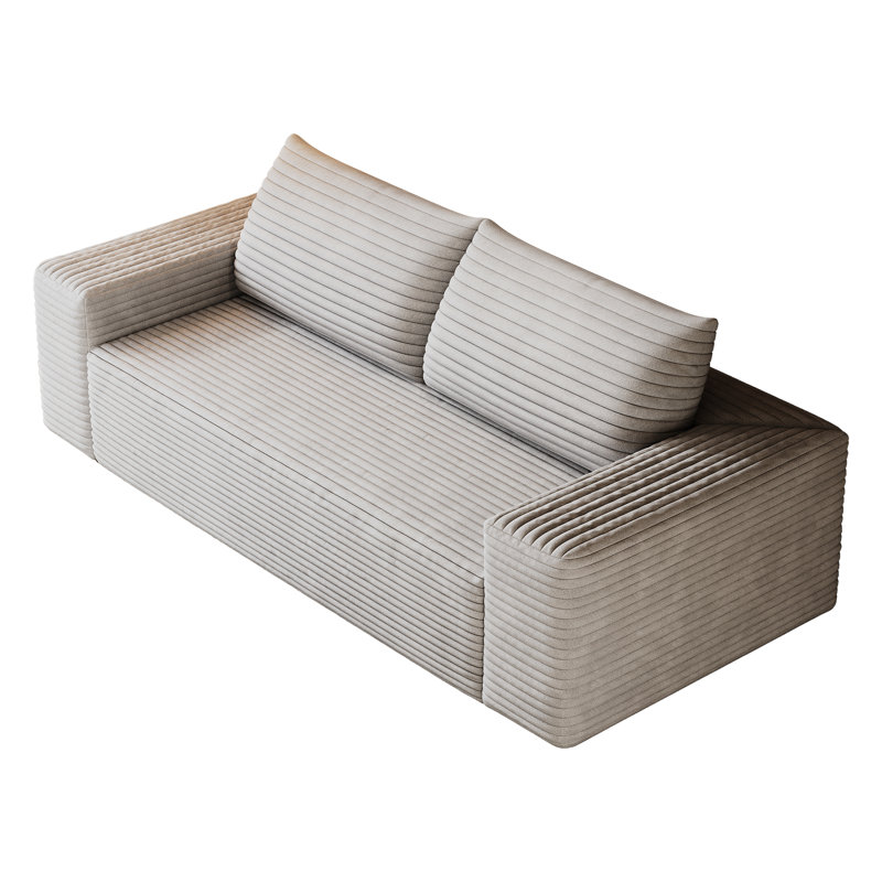 Tissu en velours côtelé désossé, sièges profonds, canapé causeuse confortable, sans assemblage, Blanc