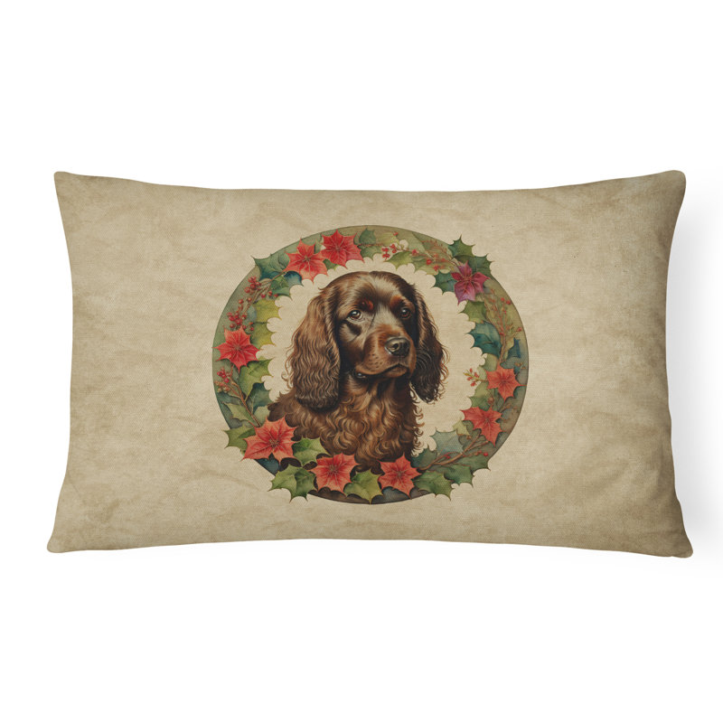 Coussin décoratif intérieur / extérieur en polyester Christmas, 12 po x 16 po, Rectangulaire