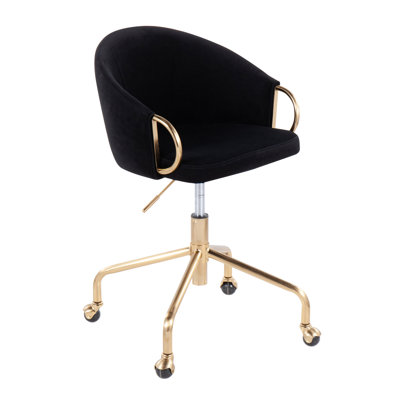 Task Chair In Gold Metal And Silver Velvet