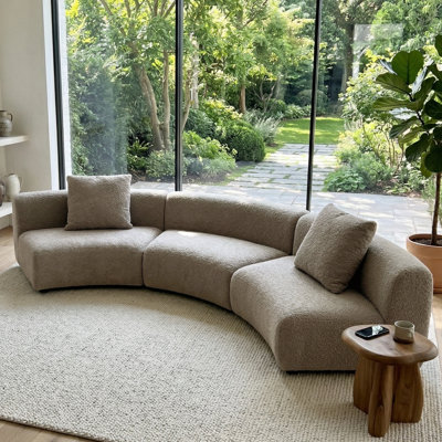 Canapé modulaire courbé Formia, 3 chaises sans accoudoirs