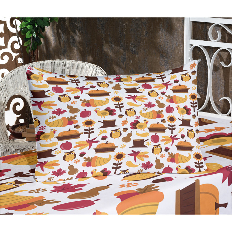 Drap-housse et coussin décoratif Ambesonne, Ensemble de draps pour lit simple + 3 pièces supp