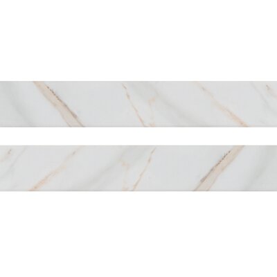 Pietra Calacatta 18"" x 3"" Porcelain Bullnose Tile Trim in White/Gray -  MSI, NPIECAL3X18BNG