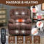Fauteuil inclinable électrique à haut dossier en chenille avec massage par vibration 8 points et chauffage lombaire-1853219436