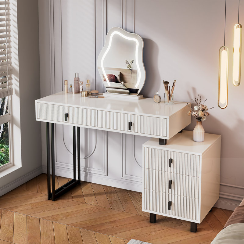 Meuble-lavabo à longueur réglable avec miroir DEL et armoire latérale