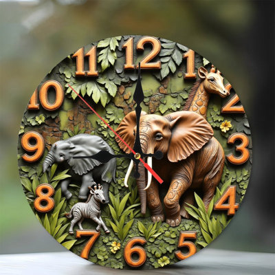 Animal Wall Clock with Jungle Theme