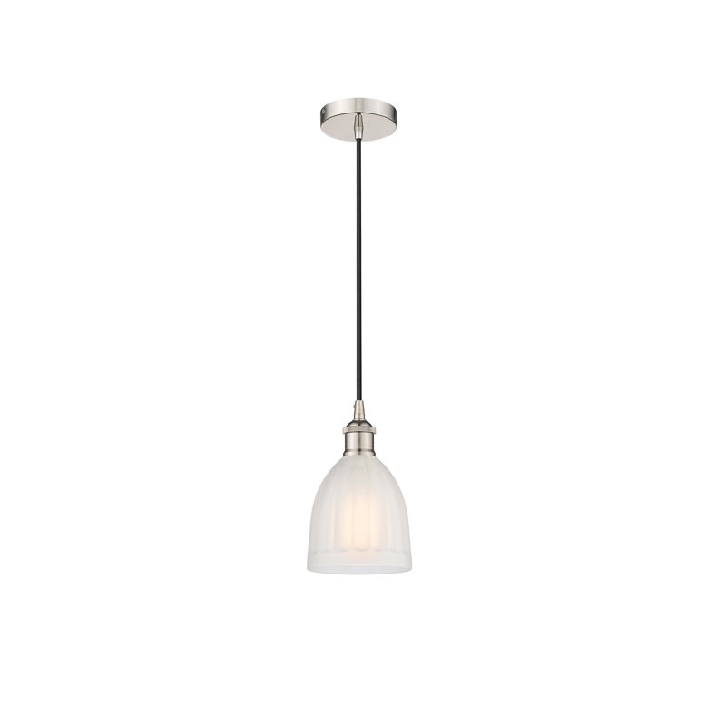 Radegonde 1 - Light Single Pendant, White, Polished Nickel
