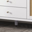 Meuble-lavabo de salle de bain avec lavabo, tiroirs à fermeture en douceur, portes en rotin et boutons en métal-1308376072