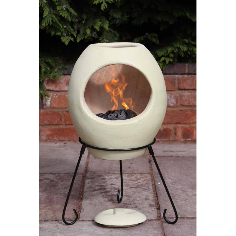Round Clay Smokeless Chimnea, 85 cm H x 50 cm W x 50 cm D, Charcoal