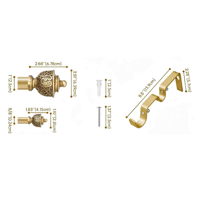 Tringle à rideaux double ajustable en fer 1 po, Gold