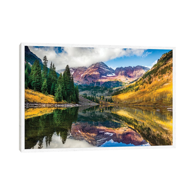 Maroon Bells, Colourado by Susanne Kremer - Print on Canvas, White Framed, 101.6 cm H x 66.04 cm W