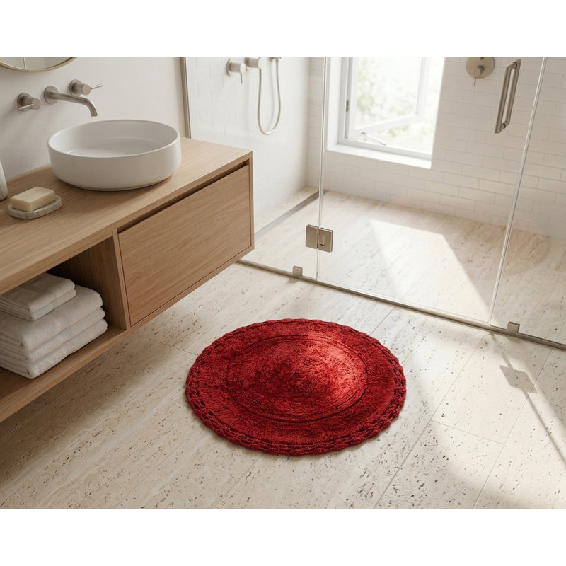 Tapis pour salle de bain Saross, Rouge