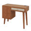 Ensemble de coiffeuse à maquillage en bois rétro avec prise de charge, port USB et tabouret, coiffeuse avec 3 tiroirs et 1 tiroir rectangulaire en rotin-1593951475