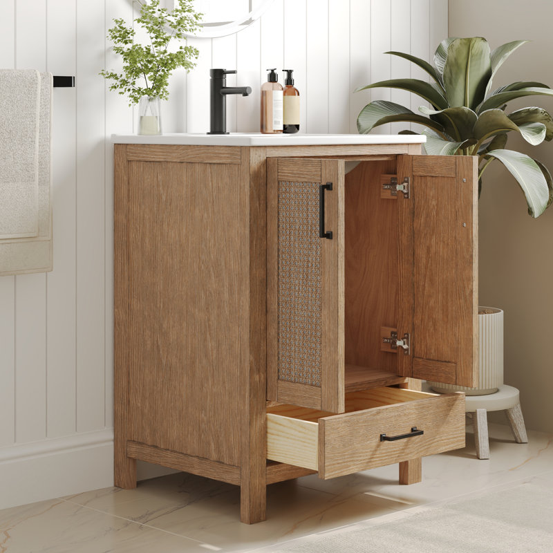 24" W Cove Fully Assembled Single Bathroom Vanity with Ceramic Top, Soft-close Doors and Drawer
