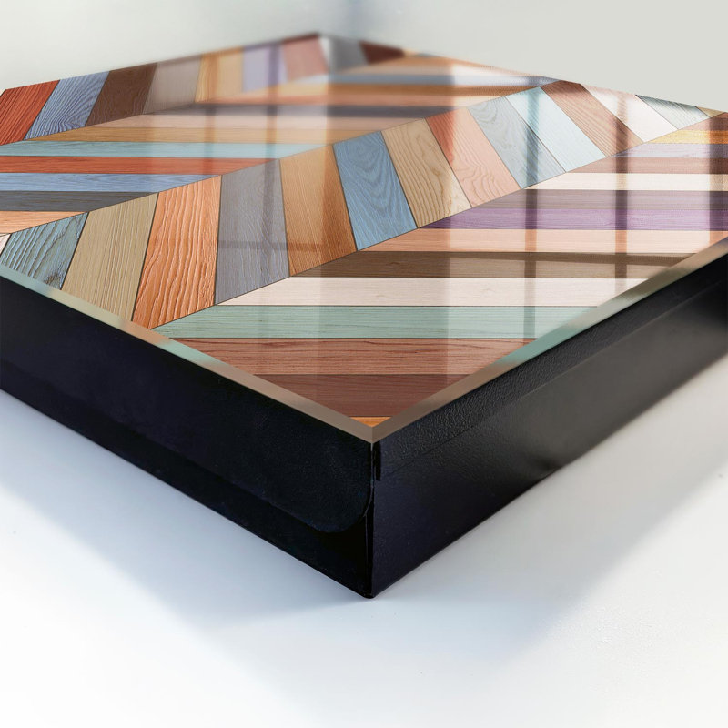 Key cabinet for home, Opens to the right, 30x30x5, Black, Herringbone patterns in earthy tones, 