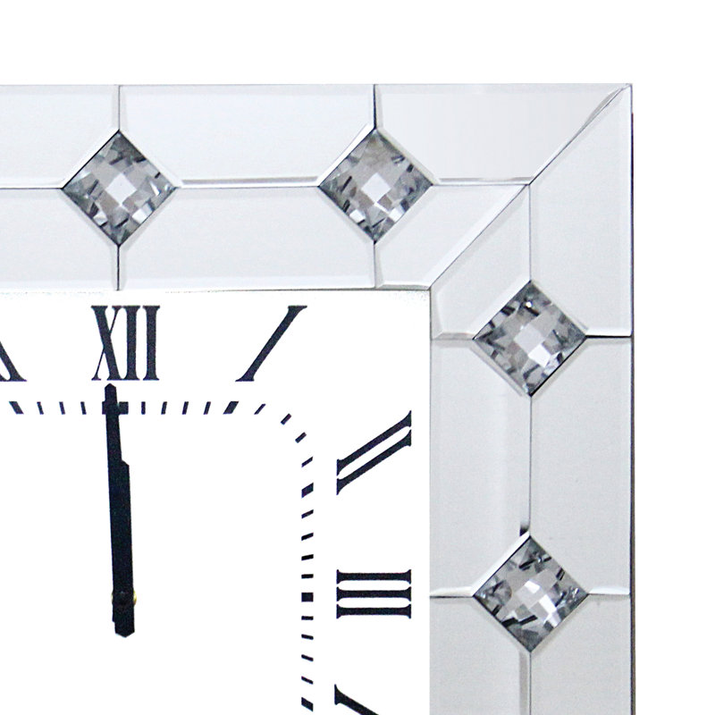 Wall CLock, Mirrored & Faux Rhinestones