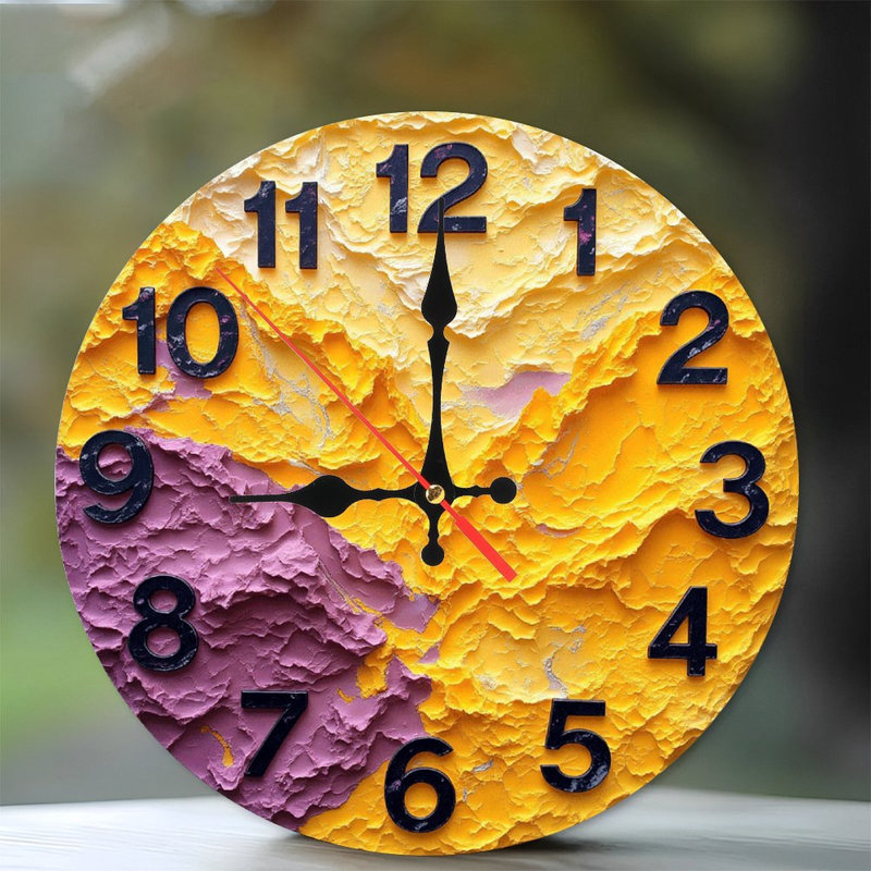 Horloge murale texturée jaune et jaune