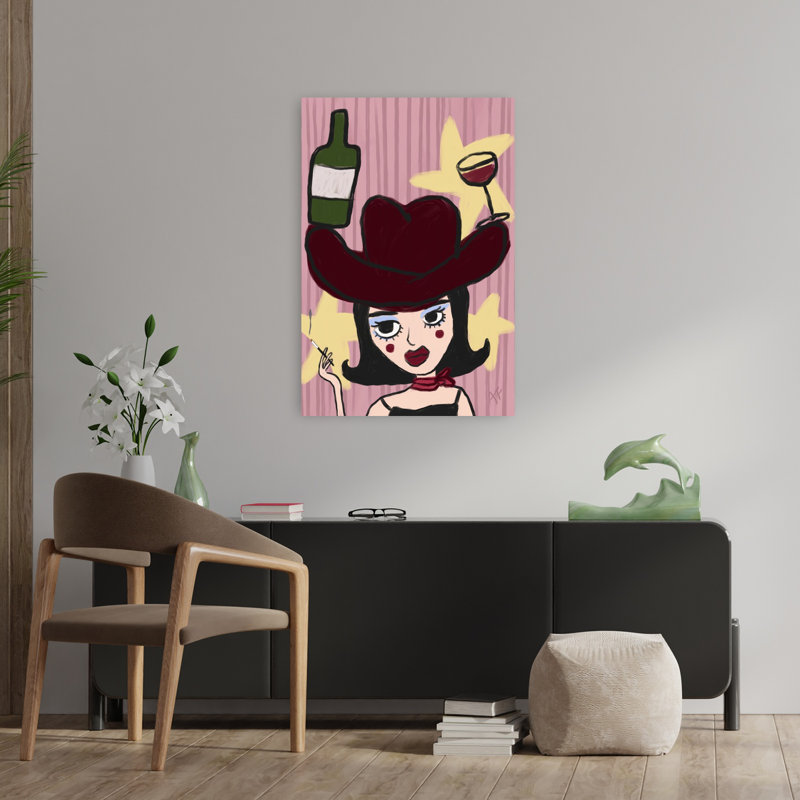 Art mural rétro Sassy Cowgirl, 36" H x 24" W