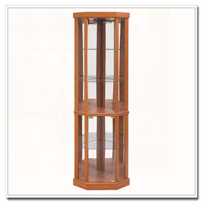 Armoire d'angle en verre avec tablettes réglables
