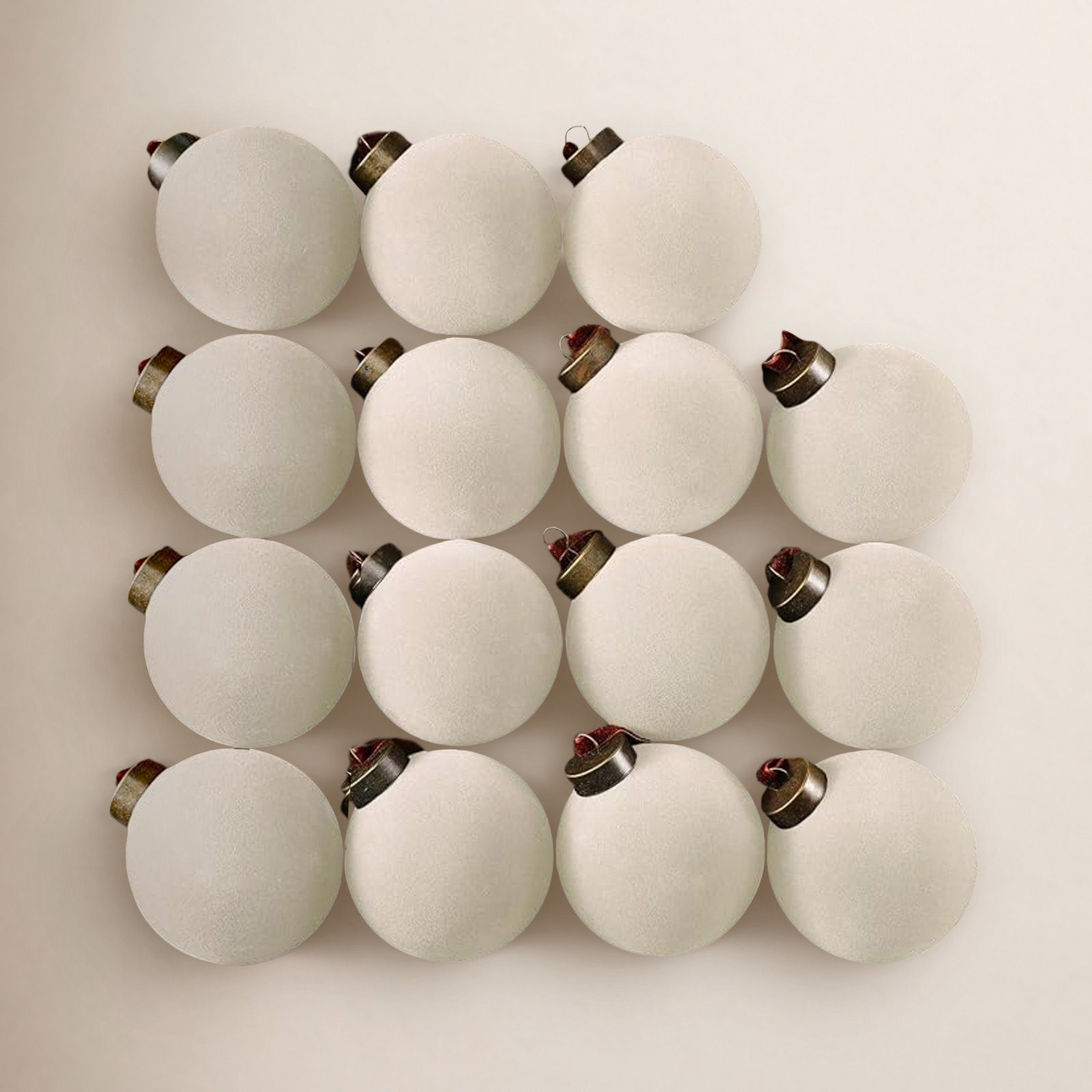 3" Velvet Bauble, Beige