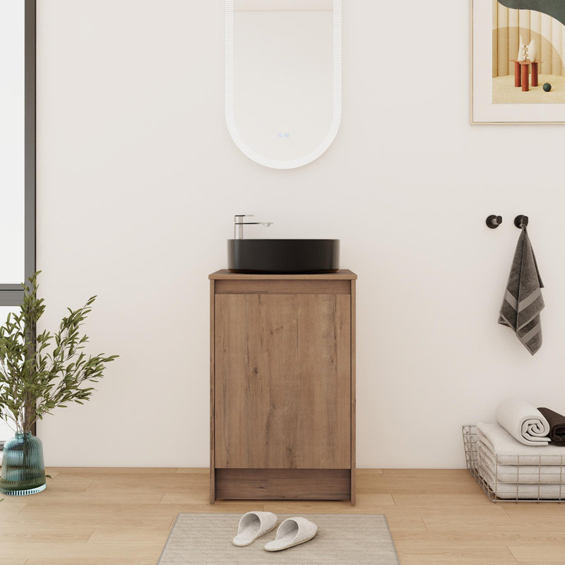 20'' Single Bathroom Vanity With Ceramic Top, Black