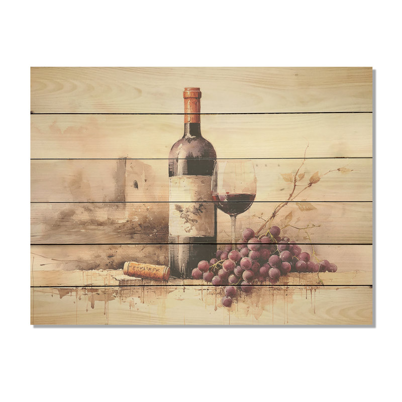 Cabernet Curve - panneau de bois vin sur bois de pin naturel, H 10 po x l 20 po