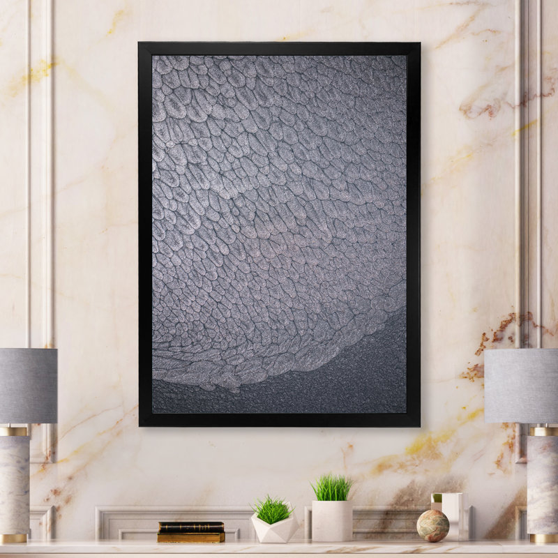 Reproduction d'art sur toile moderne de luxe monochrome gris fluo, H 8 po x l 12 po x P 1 po, Cadre noir