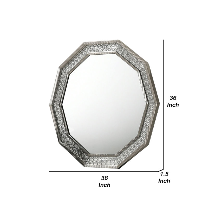 Miroir de coiffeuse Cyl, cadre géométrique rétro-éclairé à DEL gris métallique
