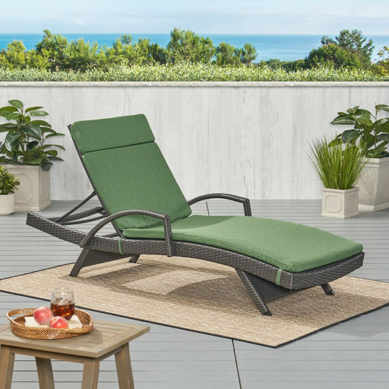 Outdoor Patio Chaise Lounge, Army Green