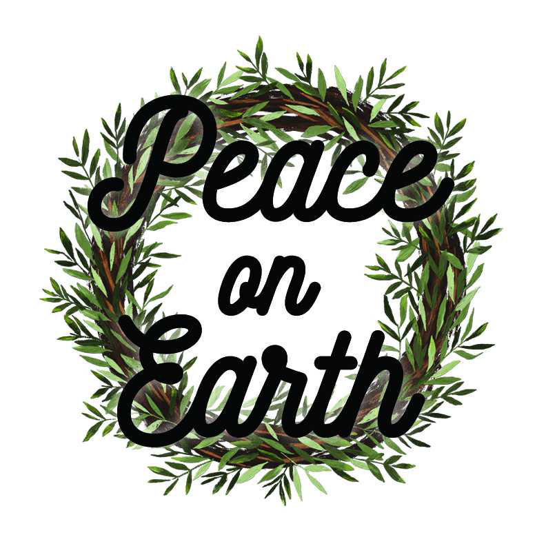 Peace on Earth Wreath - reproduction d'art sur toile tendue, H 36 po x l 36 po