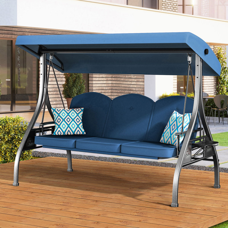 Balancelle de véranda 800 lb avec auvent, Bleu