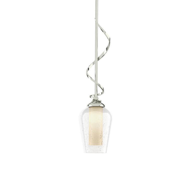 Luminaire suspendu en forme de cloche à 1 lumière Flora, Opale et granuleux, Bronze huilé